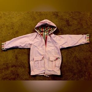 Womens Size S Rain-Slicks Flannel-Lined Raincoat (Pink/White/Green)
